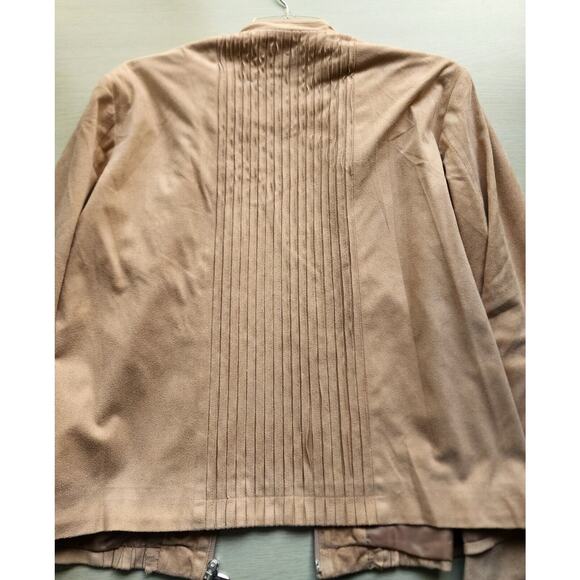 JACKET-COLDWATER CREEK-Faux Suede-Tan-Ruffled-Light Weight-Lined-MED - Picture 8 of 16